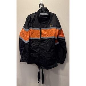 J & P Cycles Packable Motorcycle Rain Suit Jacket Pants Reflective Size M